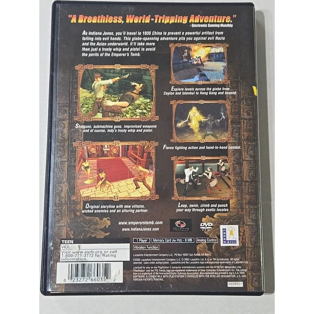Indiana Jones and the Emperor's Tomb (Sony PlayStation 2 PS2) Complete * EUC